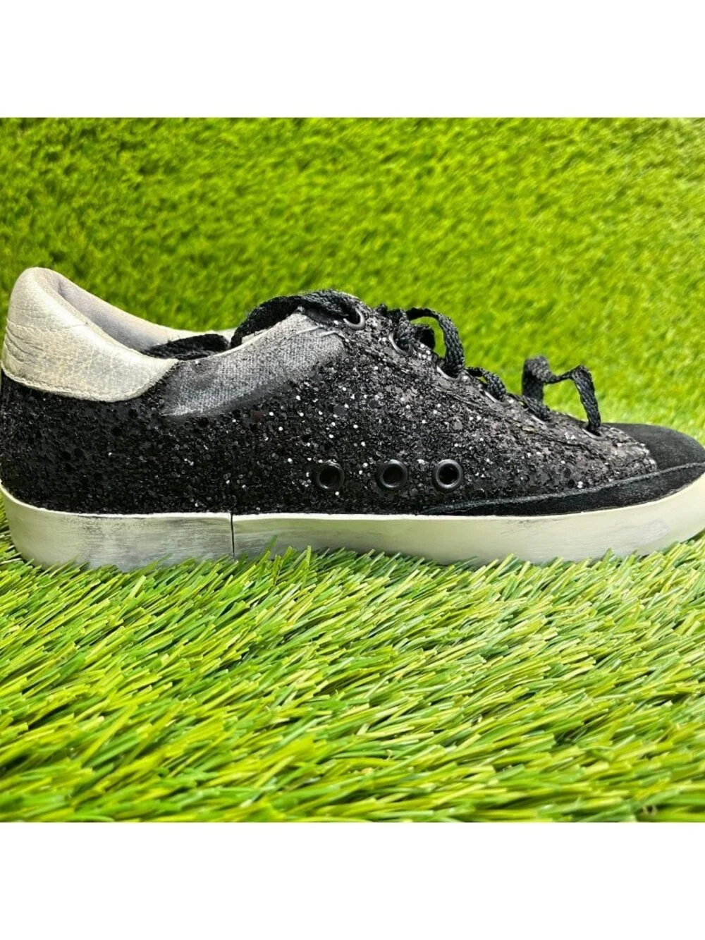 Golden Goose Super-Star Womens Size 5 Black Athletic Walking Shoes Sneakers